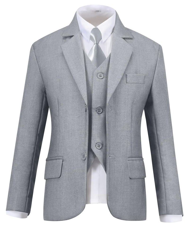 Visaccy Suits for Boys,Slim Fit Boys Suit Outfit for Toddler Kids Bathing Gray Size 5 - Image 3